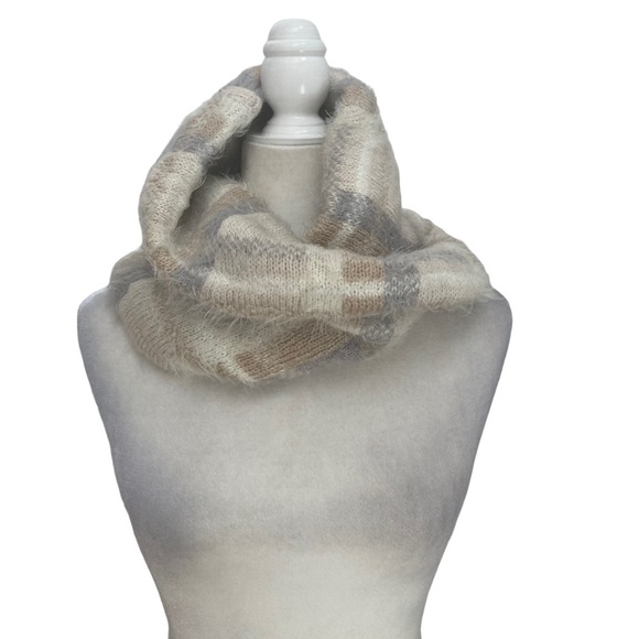 Anthropologie Ampato Twisted Infinity Cowl Scarf NWT in Cream Grey Caramel - Picture 2 of 10